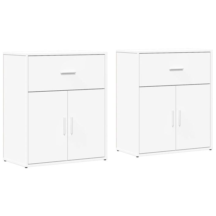 Buffets 2 pcs blanc 60x31x70 cm bois d'ingénierie - Photo n°1