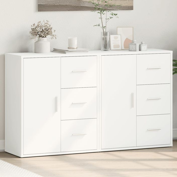 Buffets 2 pcs blanc 60x31x70 cm bois d'ingénierie - Photo n°2