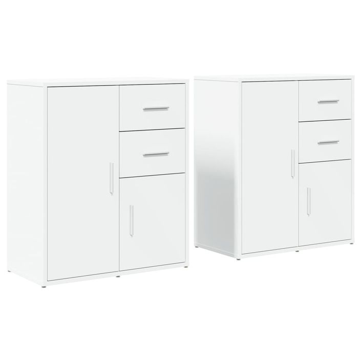 Buffets 2 pcs blanc 60x31x70 cm bois d'ingénierie - Photo n°1