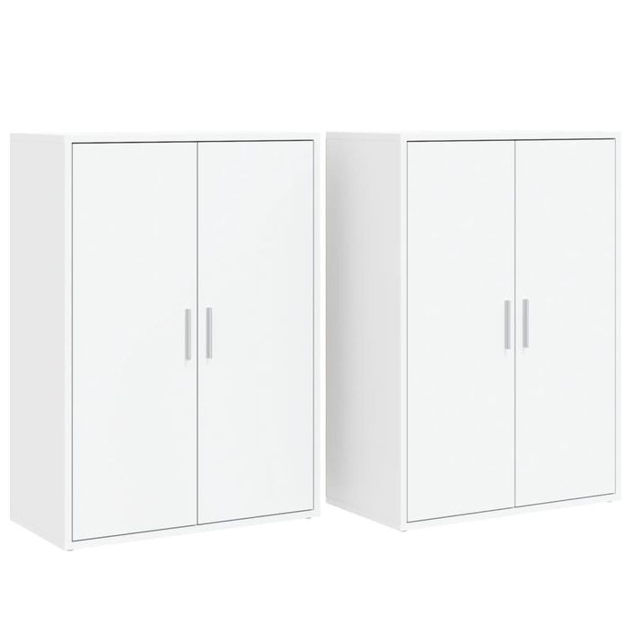 Buffets 2 pcs blanc 60x31x84 cm bois d'ingénierie - Photo n°1