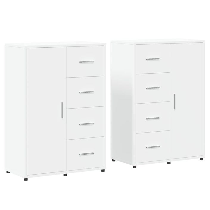 Buffets 2 pcs blanc 60x31x84 cm bois d'ingénierie - Photo n°1