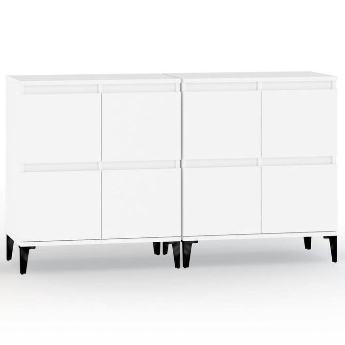 Buffets 2 pcs blanc 60x35x70 cm bois d'ingénierie - Photo n°1