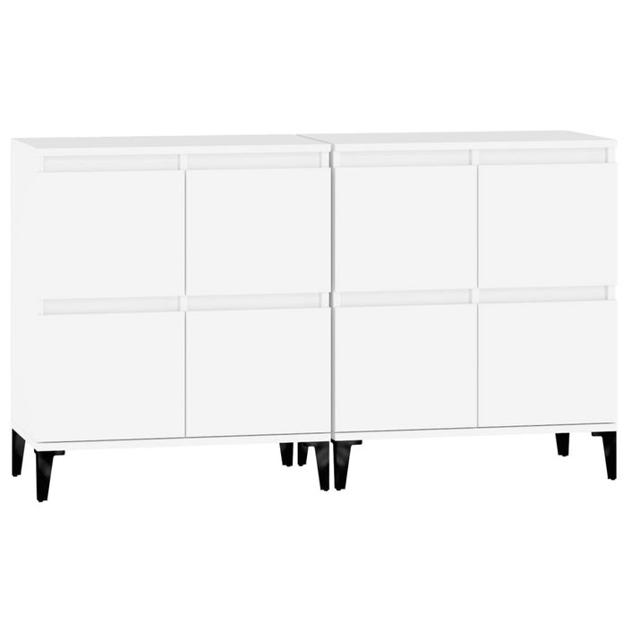 Buffets 2 pcs blanc 60x35x70 cm bois d'ingénierie - Photo n°6