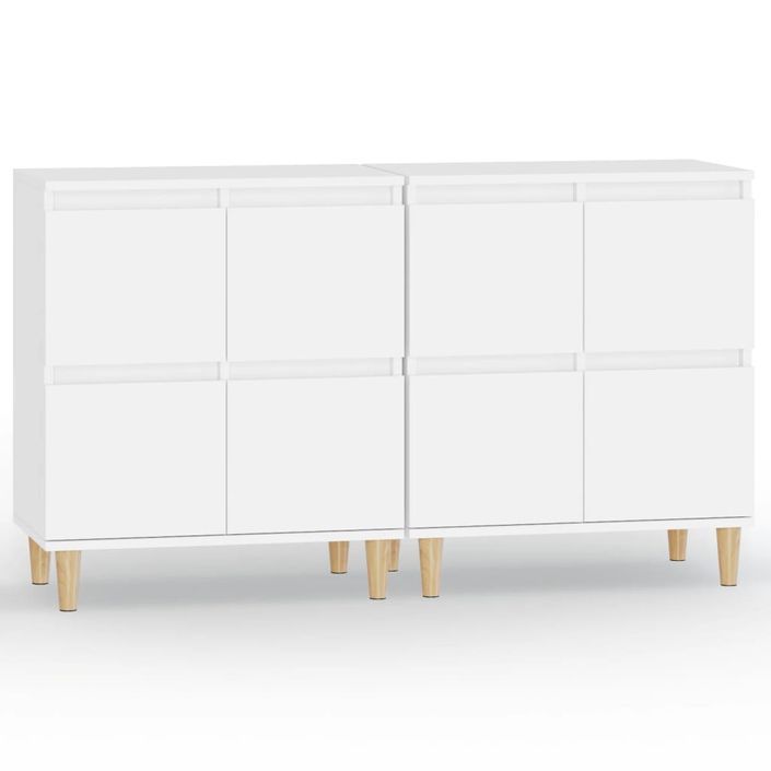 Buffets 2 pcs blanc 60x35x70 cm bois d'ingénierie - Photo n°1