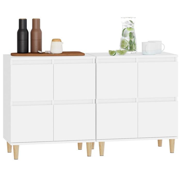 Buffets 2 pcs blanc 60x35x70 cm bois d'ingénierie - Photo n°4