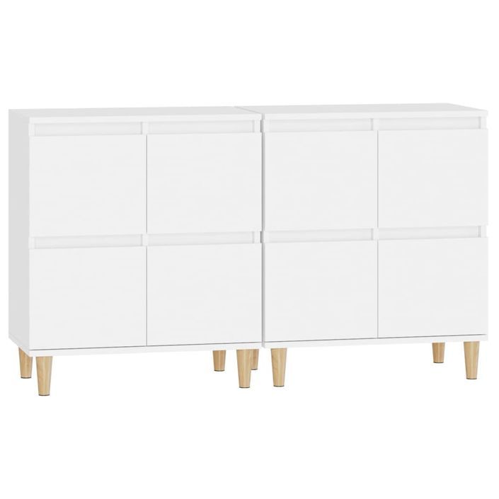 Buffets 2 pcs blanc 60x35x70 cm bois d'ingénierie - Photo n°6