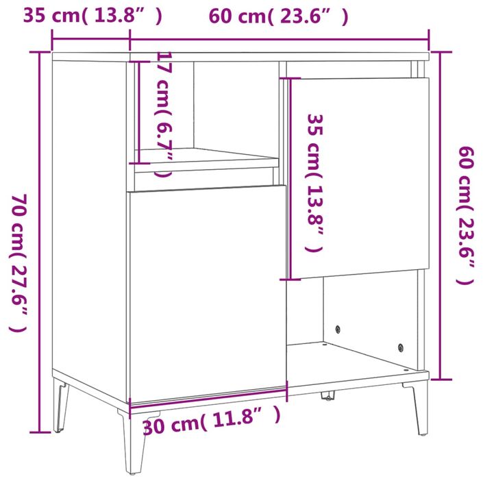 Buffets 2 pcs blanc 60x35x70 cm bois d'ingénierie - Photo n°9