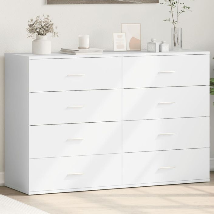 Buffets 2 pcs blanc 60x39x80 cm bois d’ingénierie - Photo n°2