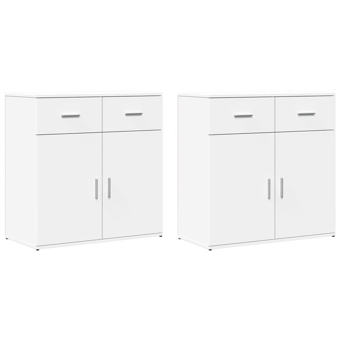 Buffets 2 pcs blanc 79x38x80 cm bois d’ingénierie - Photo n°1