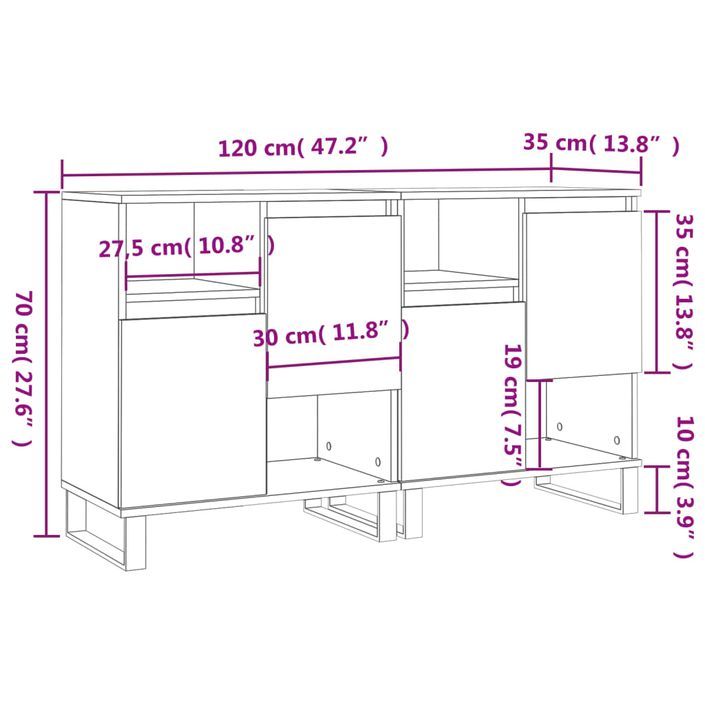 Buffets 2 pcs blanc bois d'ingénierie - Photo n°11