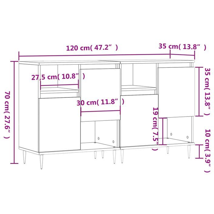 Buffets 2 pcs blanc bois d'ingénierie - Photo n°11