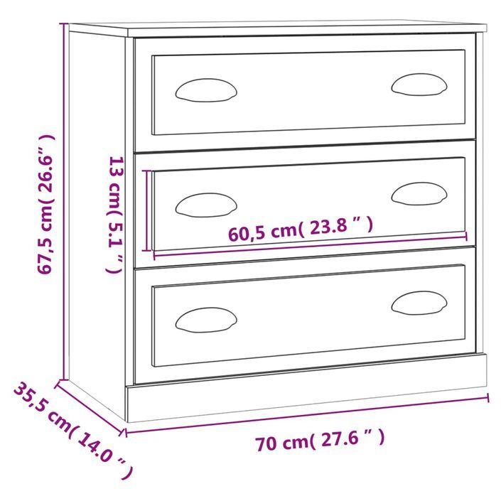 Buffets 2 pcs blanc bois d'ingénierie - Photo n°7