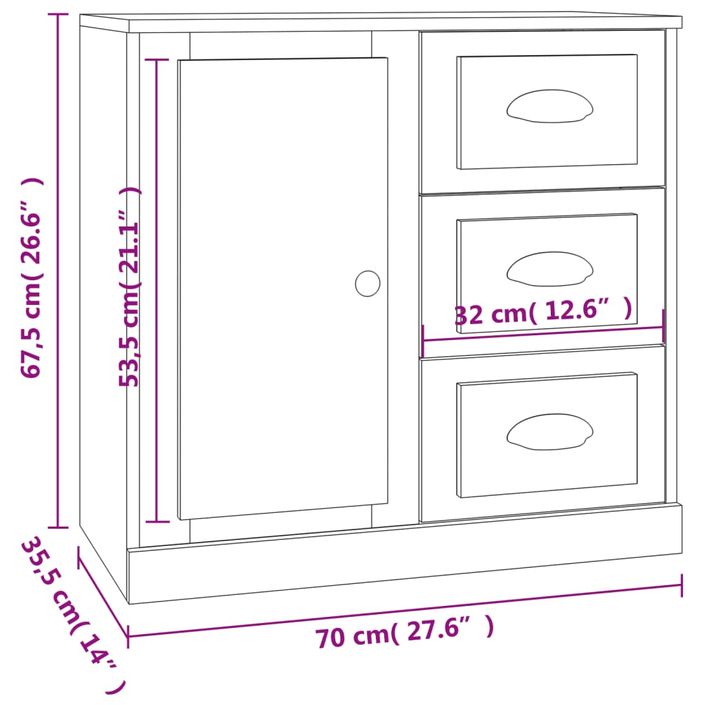 Buffets 2 pcs blanc bois d'ingénierie - Photo n°8