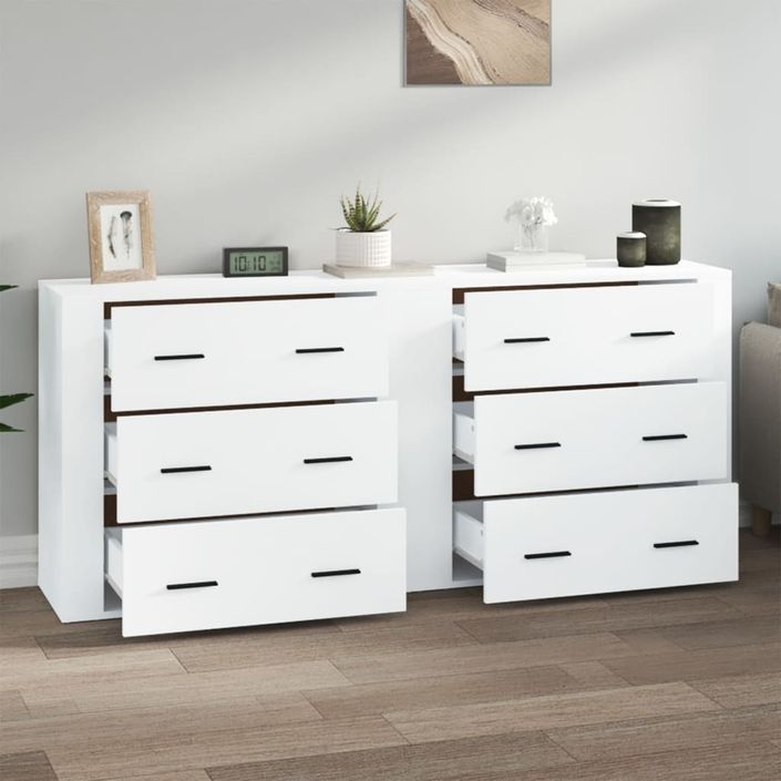 Buffets 2 pcs blanc bois d'ingénierie - Photo n°3