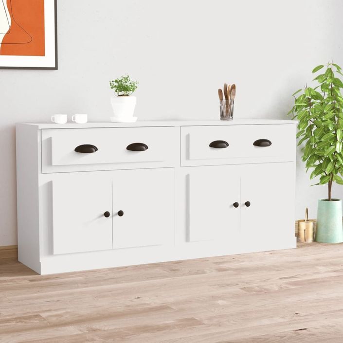 Buffets 2 pcs blanc bois d'ingénierie - Photo n°2