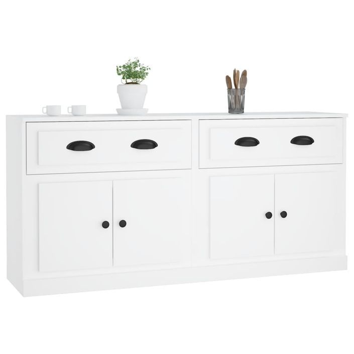 Buffets 2 pcs blanc bois d'ingénierie - Photo n°4