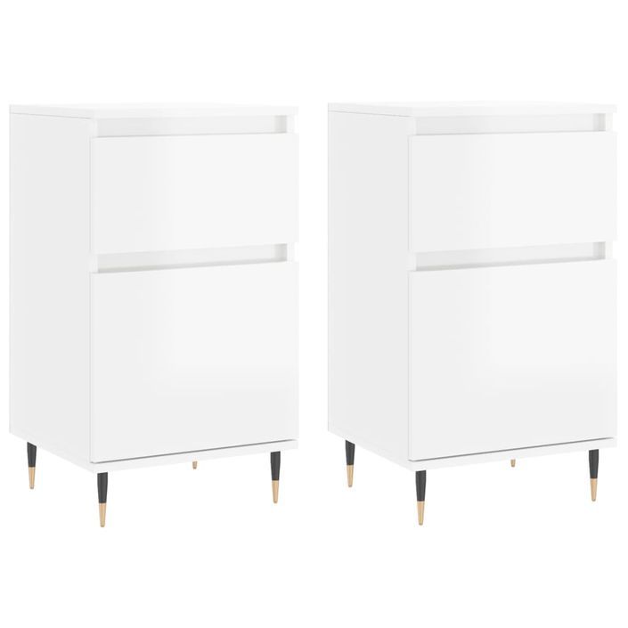 Buffets 2 pcs blanc brillant 40x35x70 cm bois d'ingénierie - Photo n°1