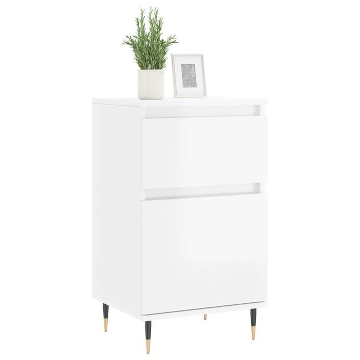 Buffets 2 pcs blanc brillant 40x35x70 cm bois d'ingénierie - Photo n°3