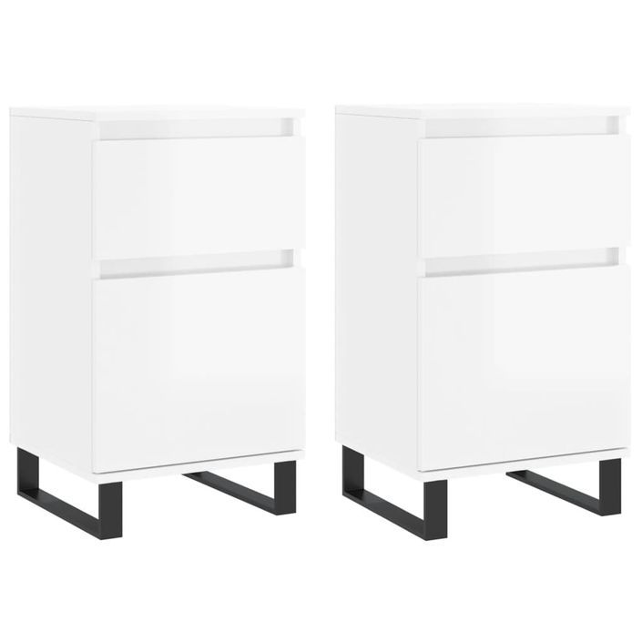 Buffets 2 pcs blanc brillant 40x35x70 cm bois d'ingénierie - Photo n°1