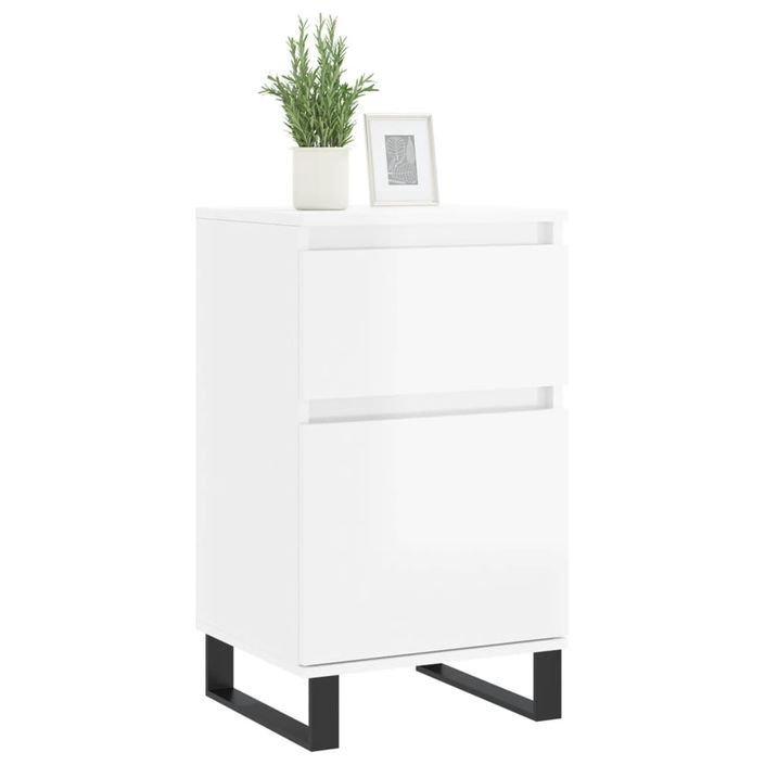 Buffets 2 pcs blanc brillant 40x35x70 cm bois d'ingénierie - Photo n°3