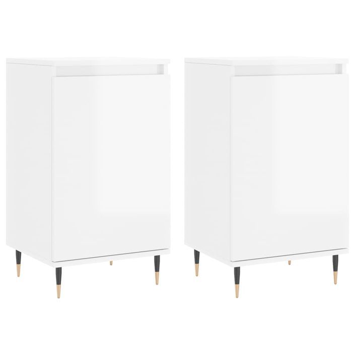 Buffets 2 pcs blanc brillant 40x35x70 cm bois d'ingénierie - Photo n°1