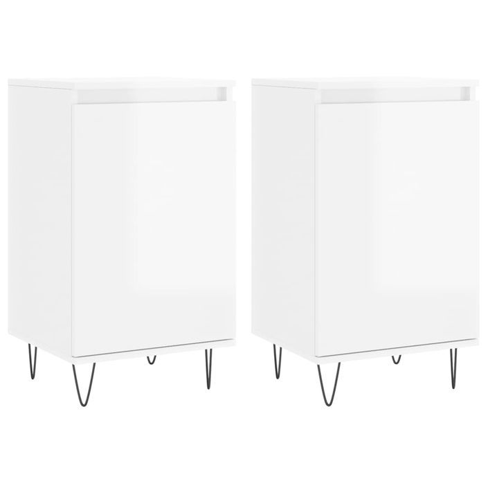 Buffets 2 pcs blanc brillant 40x35x70 cm bois d'ingénierie - Photo n°1