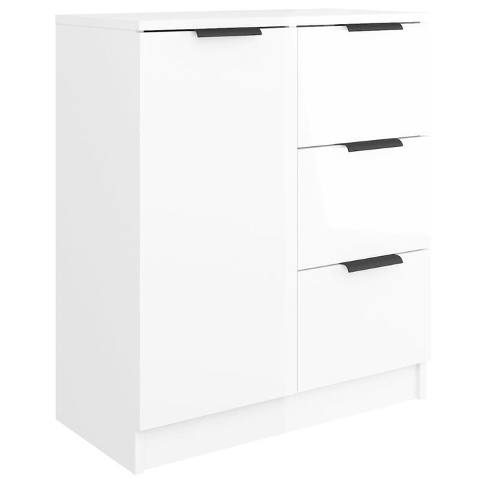 Buffets 2 pcs Blanc brillant 60x30x70 cm Bois d'ingénierie - Photo n°5