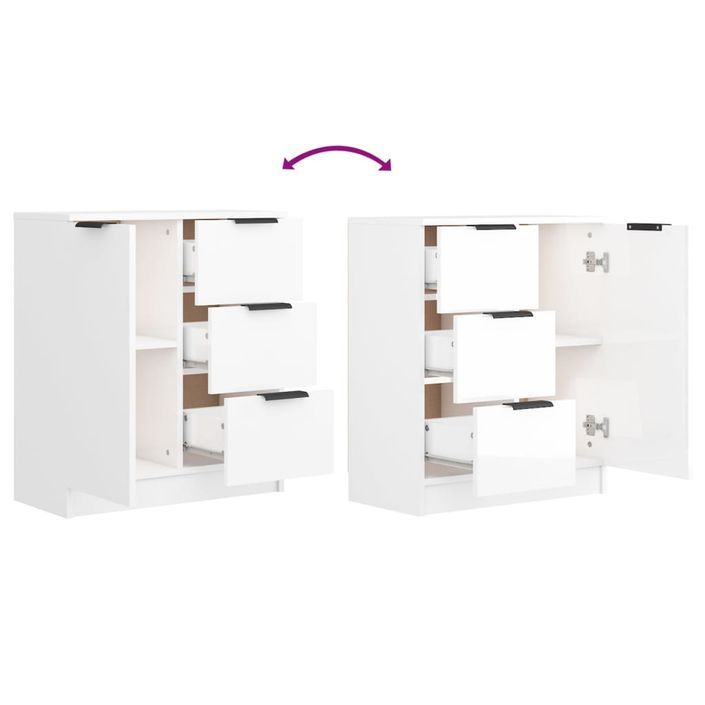 Buffets 2 pcs Blanc brillant 60x30x70 cm Bois d'ingénierie - Photo n°7