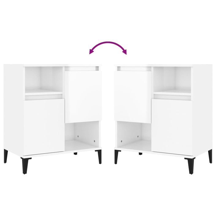 Buffets 2 pcs blanc brillant 60x35x70 cm bois d'ingénierie - Photo n°7