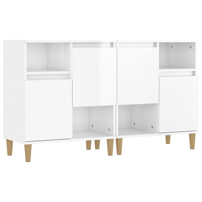 Buffets 2 pcs blanc brillant 60x35x70 cm bois d'ingénierie - Photo n°1