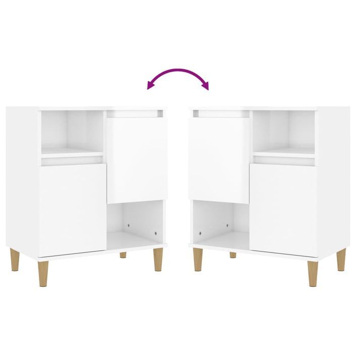 Buffets 2 pcs blanc brillant 60x35x70 cm bois d'ingénierie - Photo n°7