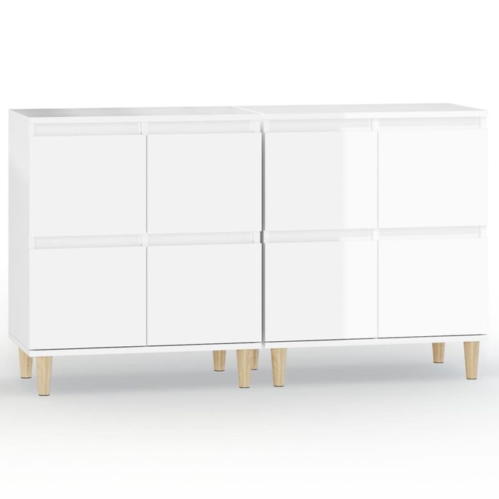 Buffets 2 pcs blanc brillant 60x35x70 cm bois d'ingénierie - Photo n°1