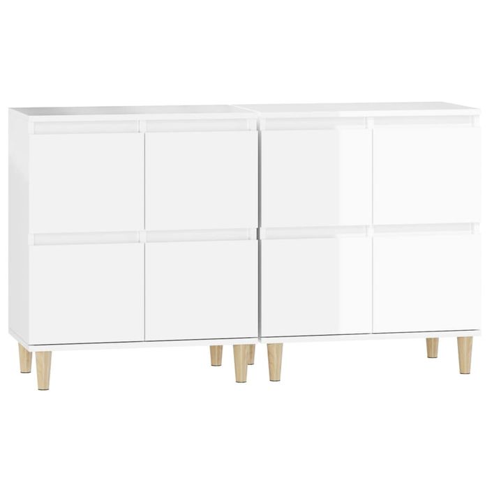 Buffets 2 pcs blanc brillant 60x35x70 cm bois d'ingénierie - Photo n°6