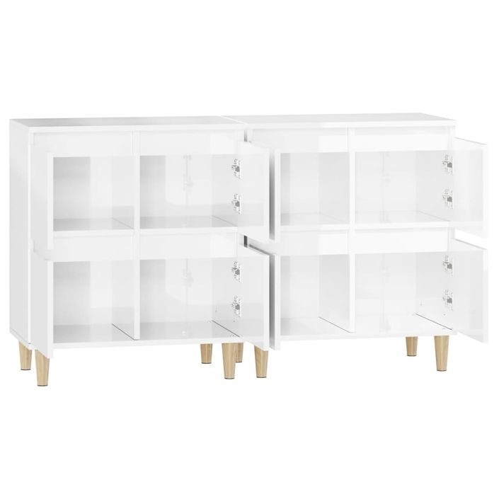 Buffets 2 pcs blanc brillant 60x35x70 cm bois d'ingénierie - Photo n°7