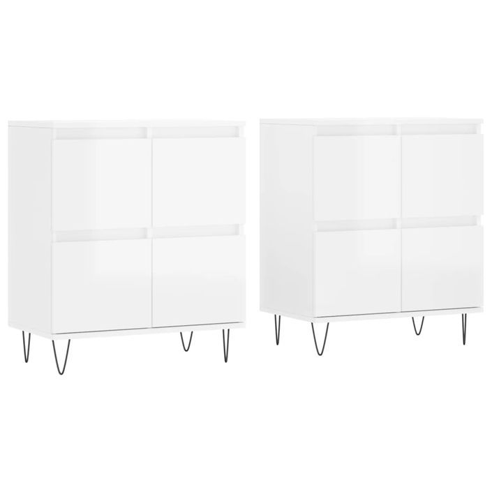 Buffets 2 pcs blanc brillant bois d'ingénierie - Photo n°1