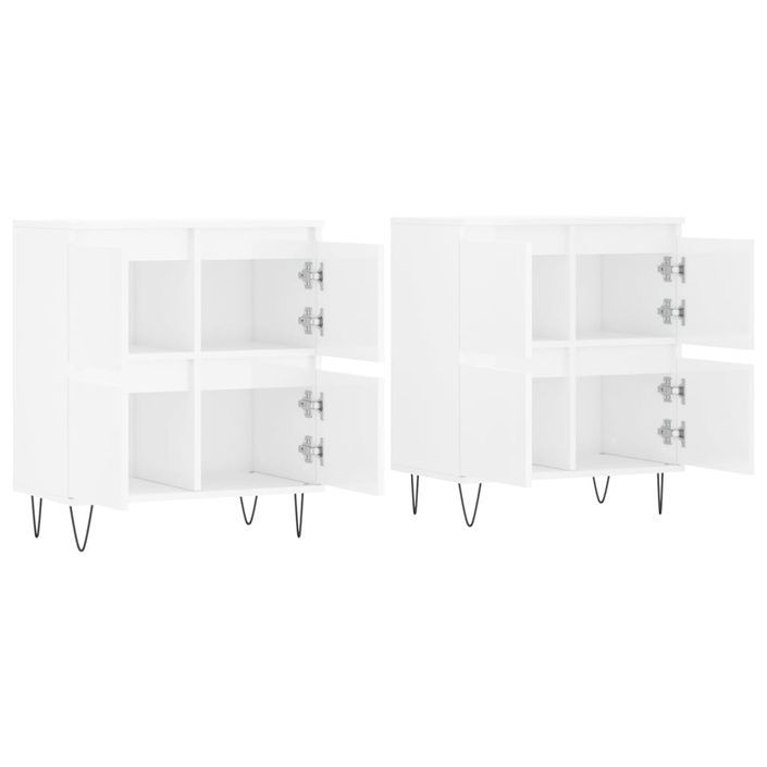 Buffets 2 pcs blanc brillant bois d'ingénierie - Photo n°4