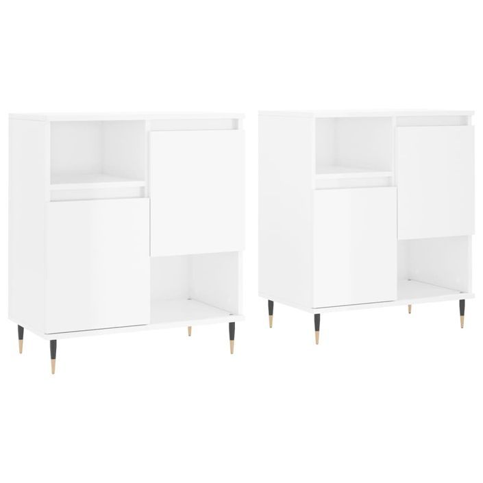 Buffets 2 pcs blanc brillant bois d'ingénierie - Photo n°1