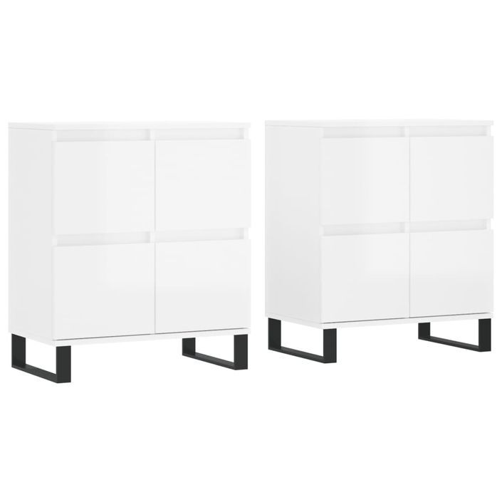 Buffets 2 pcs blanc brillant bois d'ingénierie - Photo n°1