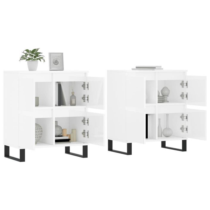 Buffets 2 pcs blanc brillant bois d'ingénierie - Photo n°3