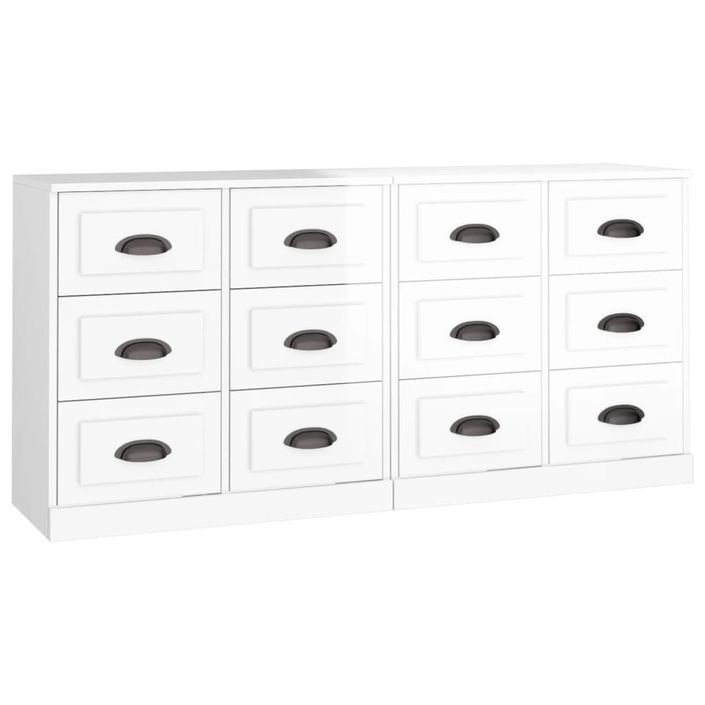 Buffets 2 pcs blanc brillant bois d'ingénierie - Photo n°1