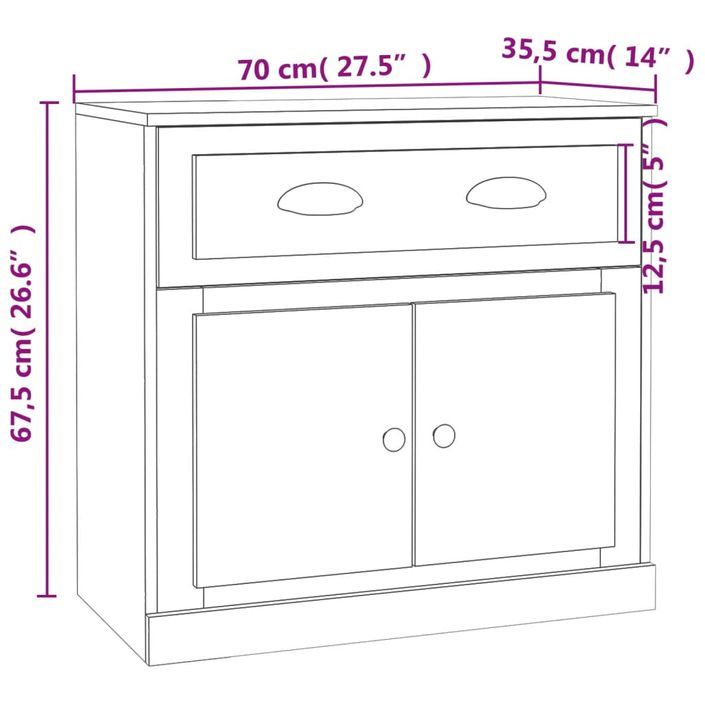 Buffets 2 pcs blanc brillant bois d'ingénierie - Photo n°9