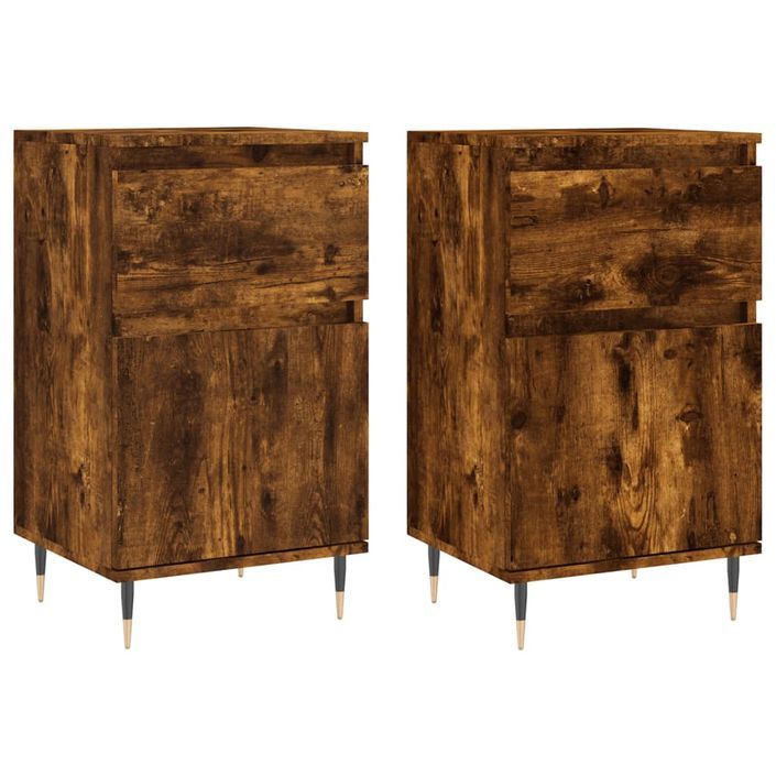 Buffets 2 pcs chêne fumé 40x35x70 cm bois d'ingénierie - Photo n°1