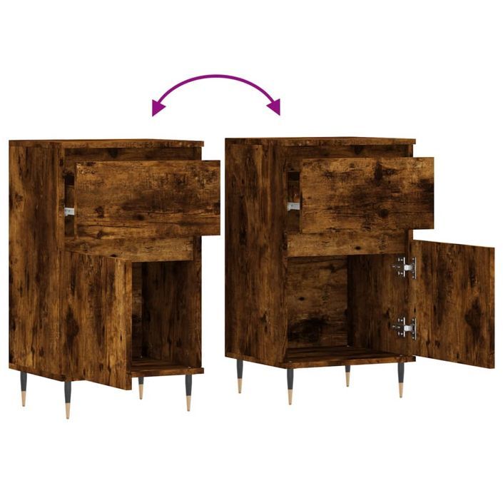 Buffets 2 pcs chêne fumé 40x35x70 cm bois d'ingénierie - Photo n°10