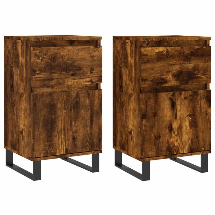 Buffets 2 pcs chêne fumé 40x35x70 cm bois d'ingénierie - Photo n°1