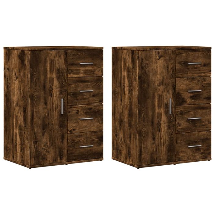 Buffets 2 pcs chêne fumé 59x39x80 cm bois d'ingénierie - Photo n°1