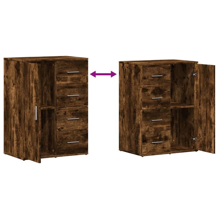 Buffets 2 pcs chêne fumé 59x39x80 cm bois d'ingénierie - Photo n°9