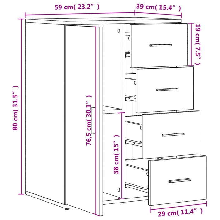 Buffets 2 pcs chêne fumé 59x39x80 cm bois d'ingénierie - Photo n°11