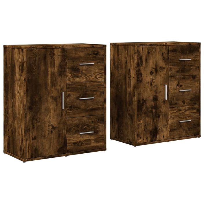 Buffets 2 pcs chêne fumé 60x31x70 cm bois d'ingénierie - Photo n°1