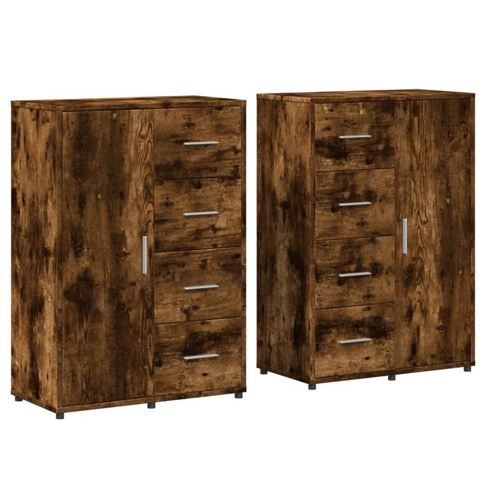 Buffets 2 pcs chêne fumé 60x31x84 cm bois d'ingénierie - Photo n°1