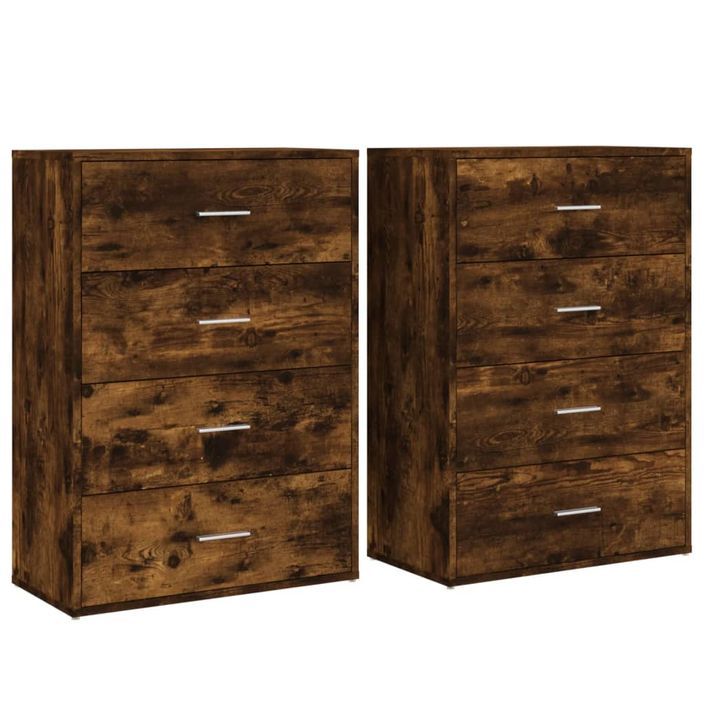 Buffets 2 pcs chêne fumé 60x31x84 cm bois d'ingénierie - Photo n°1